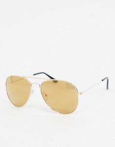 Солнцезащитные очки-авиаторы в золотистой металлической оправе SVNX-Золотой
