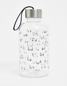 Прозрачная бутылка для воды с принтом груди Monki-Очистить