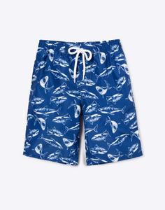 Синие пляжные шорты с акулами для мальчика Gloria Jeans