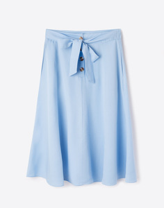 Голубая юбка-клёш с поясом женская Gloria Jeans