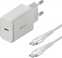 Сетевое зарядное устройство InterStep PD18W (USB-C) + USB-C, 1 м, White (IS-TC-PD1UTC18W-000B210)