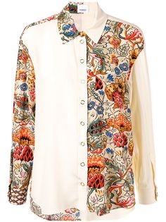 Burberry рубашка с цветочным принтом в стиле колор-блок