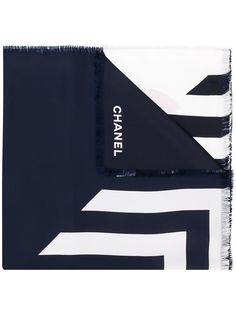 Chanel Pre-Owned шарф с бахромой и логотипом