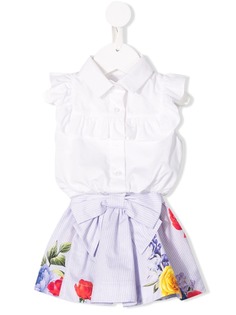 Lapin House платье с контрастной юбкой и цветочным принтом