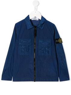 Stone Island Junior куртка-рубашка с нашивкой-логотипом