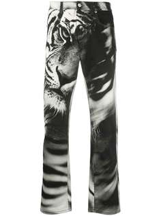 Roberto Cavalli прямые джинсы с тигровым принтом