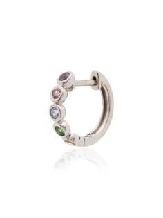 Roxanne First 14kt white gold sapphire hoop earring