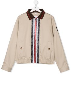 Burberry Kids бомбер с контрастными полосками и монограммой