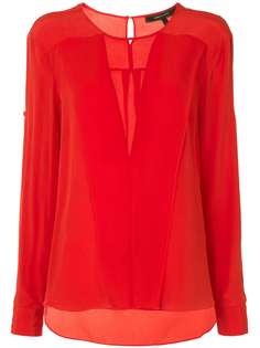 BCBG Max Azria блузка с длинными рукавами и прозрачными вставками