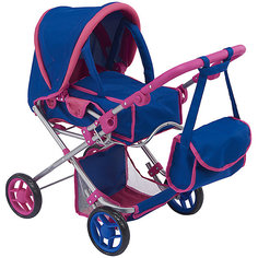 Коляска-трансформер 2-в-1 для кукол Buggy Boom Infinia, синяя с розовым