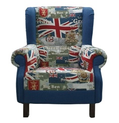 Кресло британика (benin) синий 85.0x105.0x85.0 см.