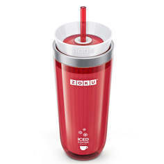 Стакан для охлаждения напитков iced coffee maker (zoku) красный 9x21x9 см.