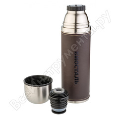 Термос с кожанной вставкой biostal охота 1 литр, коричневый nyp-1000p