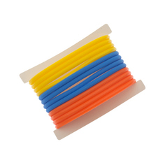 Dewal, Резинки силиконовые для волос, голубые, желтые, оранжевые, 12 шт.