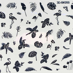 Anna Tkacheva, 3D-стикер №050 «Листья. Фламинго», черный