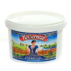 Краска водоэмульсионная Казачка F20 фасадная белая, 2.7 кг