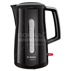 Чайник электрический пластиковый Bosch TWK 3A013, 1.7 л, 2.4 кВт, черный