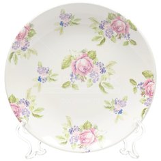 Тарелка десертная керамическая, 190 мм, Соната Кантри розовые цветы 061/8 Кубаньфарфор
