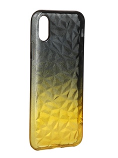 Чехол Krutoff для APPLE iPhone X / XS Crystal Silicone Yellow-Black 12204