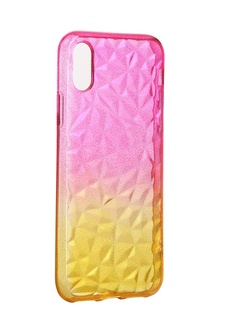 Чехол Krutoff для APPLE iPhone X / XS Crystal Silicone Yellow-Pink 12202