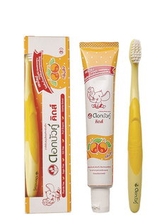 Набор Twin Lotus Dok Bua Ku Herbal Toothpaste Orange Flavor 35g and Toothbrush Extra Soft 3-6лет 7043