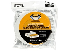 Клейкая лента Aviora Двусторонняя на вспененной основе 25mm x 10m 302-021