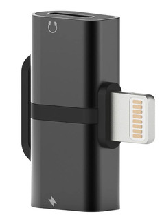 Аксессуар Wiwu ST02 Pro Lightning - Lightning / 3.5mm AUX Adapter Black 6957815510184