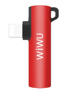 Аксессуар Wiwu ST03 Lightning - Lightning / 3.5mm AUX Adapter Red 6957815513086