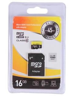 Карта памяти 16Gb - Exployd Micro Secure Digital HC Class 10 UHS-1 Elite EX016GCSDHC10UHS-1-ElU1 с переходником под SD