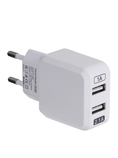 Зарядное устройство Olmio 2xUSB 2.1/1A White 38641