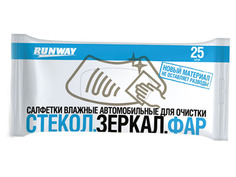 Салфетки влажные для очистки стекол, зеркал и фар Runway RW642