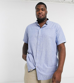 Рубашка с добавлением льна, карманом и воротником на пуговицах Duke-Голубой