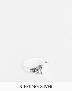 Кольцо-печатка из полированного стерлингового серебра с дизайном в виде льва ASOS DESIGN-Серебристый