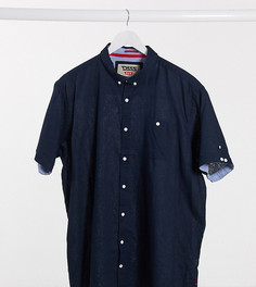 Рубашка с добавлением льна, карманом и воротником на пуговицах Duke-Темно-синий