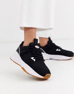 Черные кожаные кроссовки на массивной подошве Ellesse-Черный