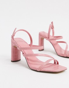 Розовые туфли на каблуке с ремешками Bershka-Розовый