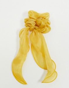 Золотистая резинка для волос с большим бантом Pieces-Желтый