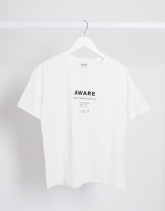 Белая футболка из органического хлопка с надписью "Aware" Vero Moda-Белый