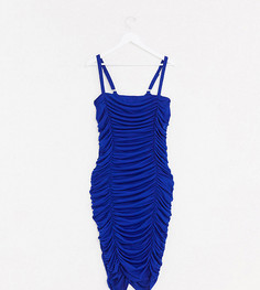Синее платье миди со сборками AX Paris Plus-Голубой