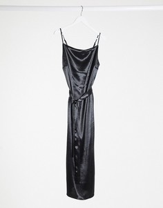 Черное платье миди с квадратным вырезом Y.A.S-Черный