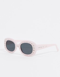 Овальные розовые солнцезащитные очки со стразами SVNX-Розовый