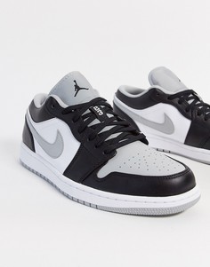 Низкие серо-черные кроссовки Nike Air Jordan 1-Серый
