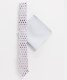 Набор из розового галстука с цветочным принтом и серого платка паше ASOS DESIGN-Серый