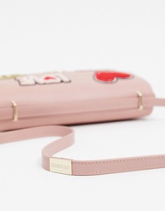 Розовая сумка на плечо с нашивками Love Moschino-Розовый