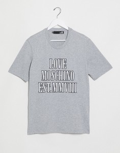 Футболка с надписью Love Moschino-Серый