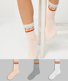 Набор из 3 пар носков с манжетами в рубчик и логотипом Pepe Jeans-Мульти