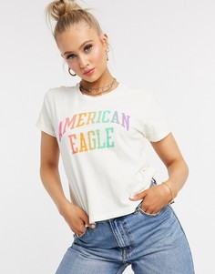 Белая футболка с короткими рукавами American Eagle-Белый