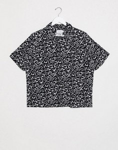 Черная рубашка со сплошным цветочным принтом Calvin Klein-Черный цвет