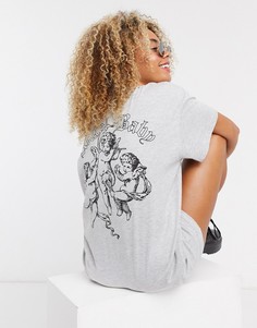 Платье-футболка с принтом ангелочков на спине New Girl Order-Серый