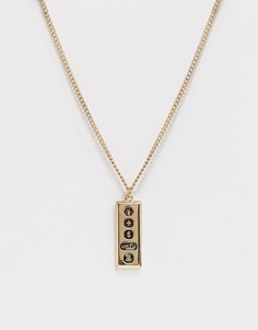 Золотистая цепочка с подвеской-планкой и гравированными символами WFTW-Золотистый